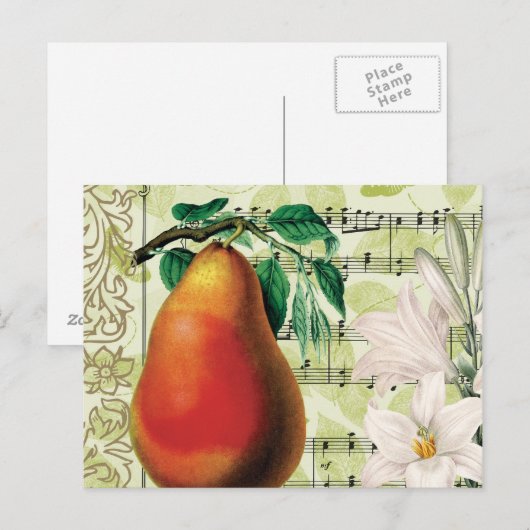 Elegante Birne Postkarte (Vorne/Hinten)