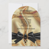 Elegante Birthday Gold Black Jewel Bow Einladung (Rückseite)