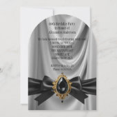 Elegante Birthday Gray Gold Black Jewel Bow Einladung (Rückseite)
