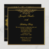 Elegante Birthday Party Black Gold Einladung (Vorne/Hinten)