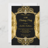 Elegante Birthday Party Black Gold Imitate Diamond Einladung (Vorderseite)