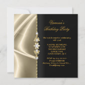 Elegante Birthday Party Gold Black Cream Einladung (Vorderseite)