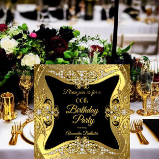 Elegante Birthday Party Gold Black Diamonds Einladung