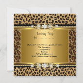 Elegante Birthday Party Gold Black Leopard Einladung (Rückseite)