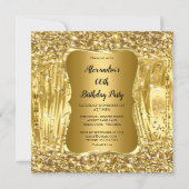 Elegante Birthday Party Gold Glitzer Confetti Einladung (Vorderseite)
