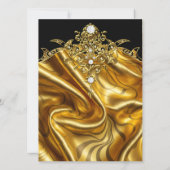 Elegante Birthday Party Gold Silk Black Diamonds Einladung (Rückseite)