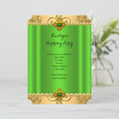 Elegante Birthday Party Green Limon Damask Gold C2 Einladung (Stehend Vorderseite)