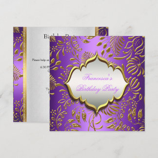 Elegante Birthday Party Lila Gold Einladung