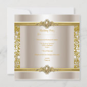 Elegante Birthday Party Metallic Gold Damask Gold Einladung (Rückseite)