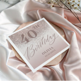 Elegante Birthday Party Rose Gold Glitzer Serviette