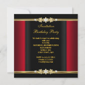 Elegante Birthday Party Royal Red Gold Black Einladung (Rückseite)