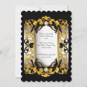 Elegante Birthday Party Schwarzer Blumendiamant Go Einladung (Rückseite)