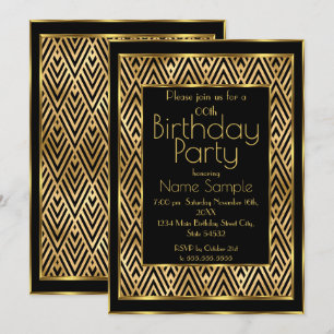 Elegante Birthday Party Schwarzes Meer Zickzack Einladung