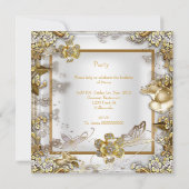 Elegante Birthday Party White Gold Diamond Einladung (Rückseite)