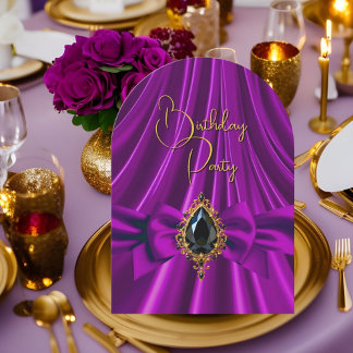 Elegante Birthday Plum Lila Black Jewel Einladung