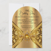 Elegante Birthday Verziert Gold Jewel Fabric Einladung (Rückseite)