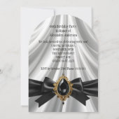 Elegante Birthday White Gold Black Jewel Bow Einladung (Rückseite)