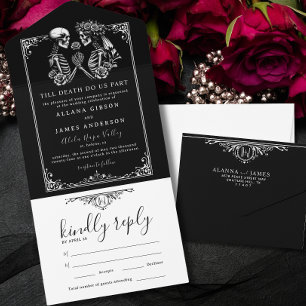 Elegante 'Bis dass der Tod uns scheidet' Gothic-Ho All In One Einladung