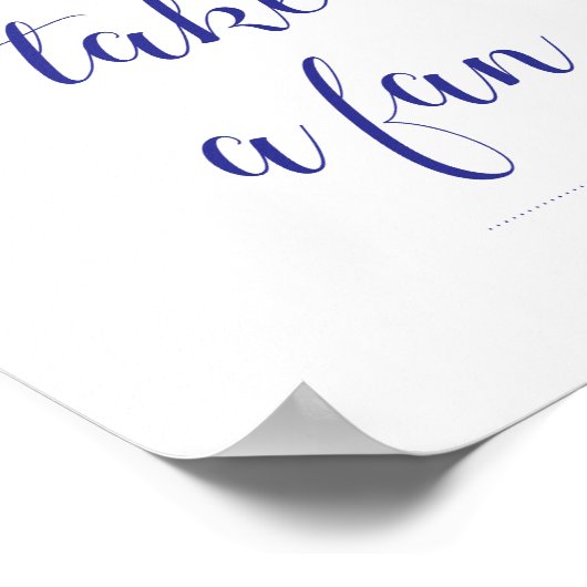 Elegante Bitte nehmen Sie ein blaues Hochzeitszeic Poster (Ecke)