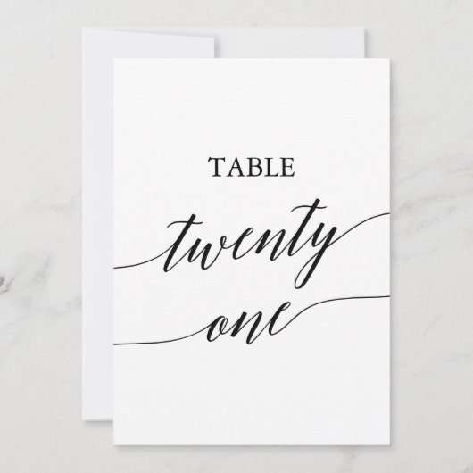 Elegante Black 12x18 Printable Tischnummer 21 (Rückseite)