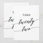 Elegante Black 12x18 Printable Tischnummer 22 (Vorne/Hinten)