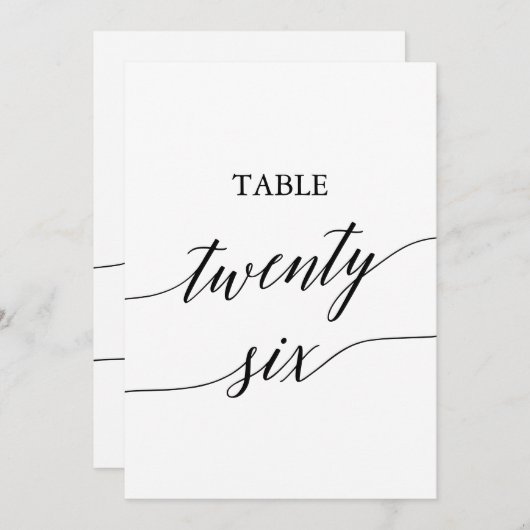 Elegante Black 12x18 Printable Tischnummer 26 (Vorne/Hinten)