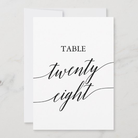 Elegante Black 12x18 Printable Tischnummer 28 (Vorderseite)