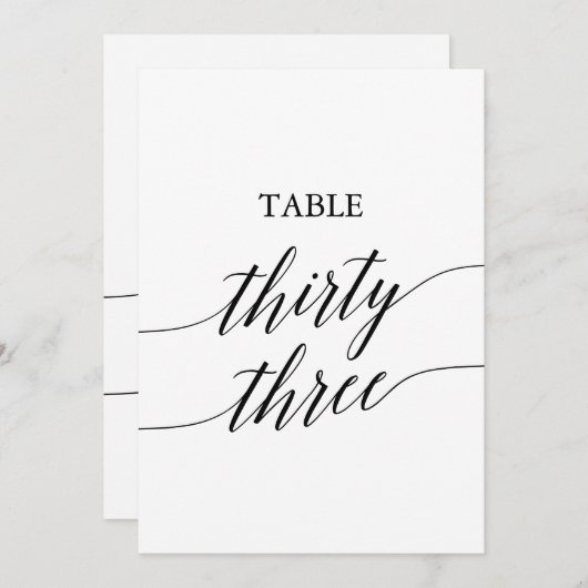 Elegante Black 12x18 Printable Tischnummer 33 (Vorne/Hinten)