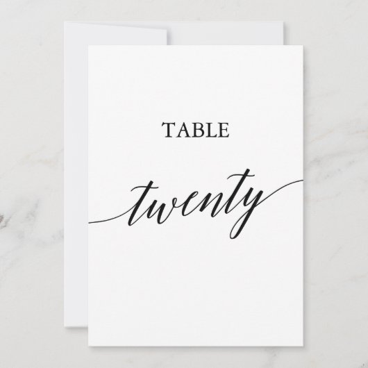Elegante Black 12x18 Printable Tischnummer Zwanzig (Vorderseite)