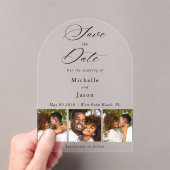 Elegante Black 3 Foto Strip Wedding Save the Date Acryleinladungen (Insitu (Handheld))