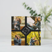 Elegante Black 4 Fotos Verlobung Couple Session Save The Date (Stehend Vorderseite)