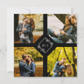 Elegante Black 4 Fotos Verlobung Couple Session Save The Date (Vorderseite)