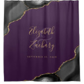 Elegante Black Agate Gold Lila Hochzeit Duschvorhang (Vorderseite)