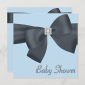 Elegante Black and Blue Baby Dusche Einladung (Vorne/Hinten)