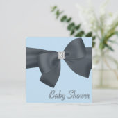 Elegante Black and Blue Baby Dusche Einladung (Stehend Vorderseite)
