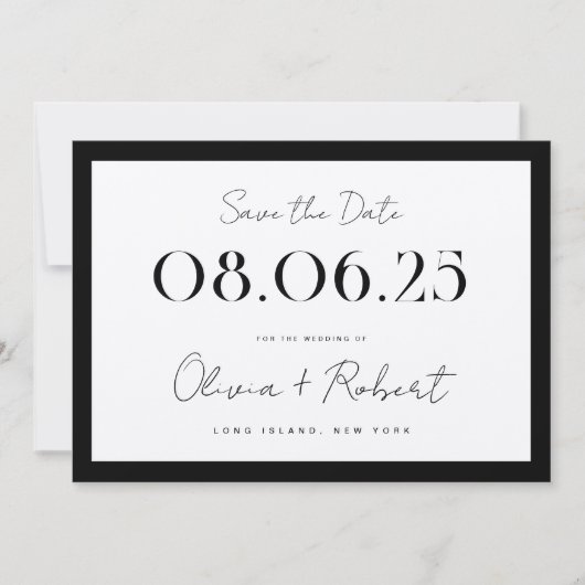 Elegante Black and Ecru Chic Wedding Save The Date (Vorderseite)