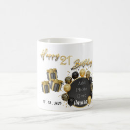 Elegante Black and Gold 21. Geburtstag Tasse Souve