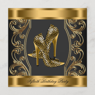 Elegante Black and Gold 50. Geburtstagsparty Einladung