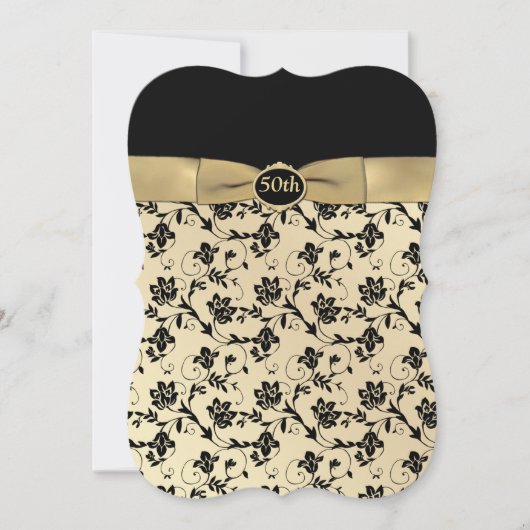 Elegante Black and Gold 50 Jahre Einladung (Vorderseite)