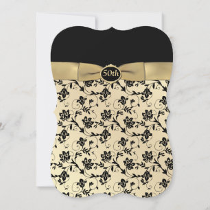 Elegante Black and Gold 50 Jahre Einladung