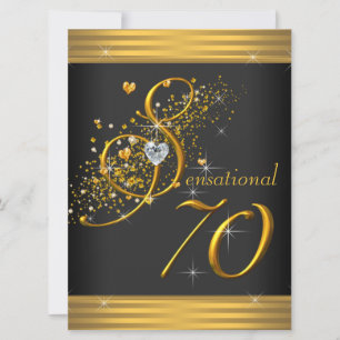 Elegante Black and Gold 70. Geburtstagsparty Einladung