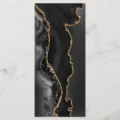 Elegante Black and Gold Agate Dark Wedding Menükarte (Rückseite)