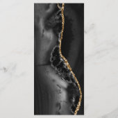 Elegante Black and Gold Agate Wedding Menu Card Menükarte (Rückseite)