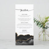 Elegante Black and Gold Agate Wedding Menu Card Menükarte (Stehend Vorderseite)