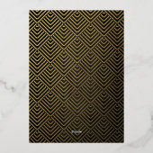 Elegante Black and Gold Art Deco Graduation Party Folieneinladung (Rückseite)