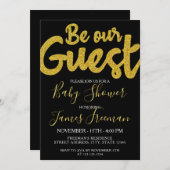 Elegante Black and Gold Baby Dusche Einladung (Vorne/Hinten)