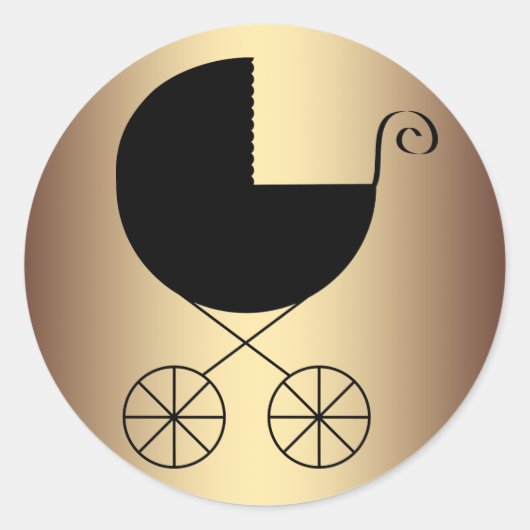 Elegante Black and Gold Baby Dusche Runder Aufkleber (Vorderseite)