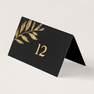 Elegante Black and Gold Blätter Table Card