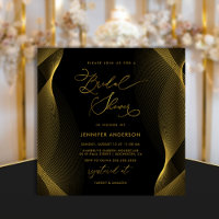 Elegante Black and Gold Bridal Dusche Einladung