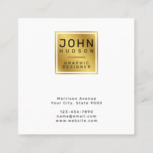 Elegante Black and Gold Business Card Quadratische Visitenkarte (Rückseite)